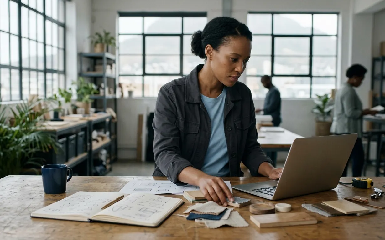 Woman working on a business idea at her laptop