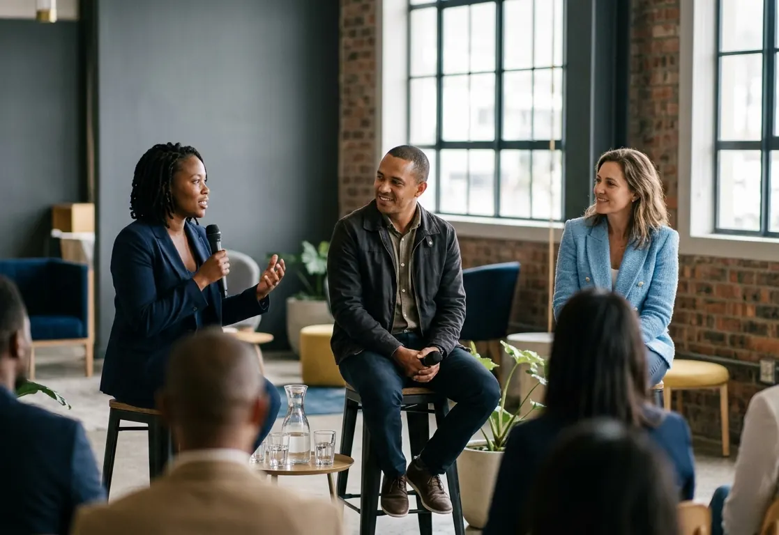 Panel discussion in a modern room